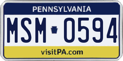 PA license plate MSM0594