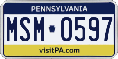 PA license plate MSM0597
