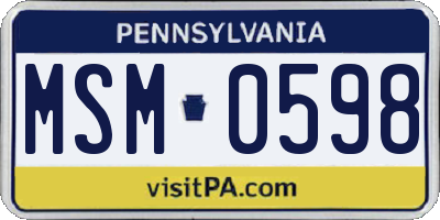 PA license plate MSM0598