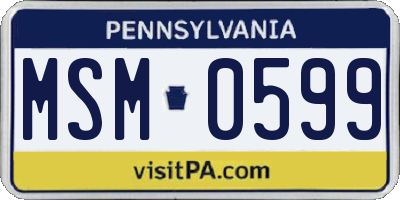 PA license plate MSM0599