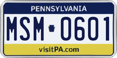 PA license plate MSM0601