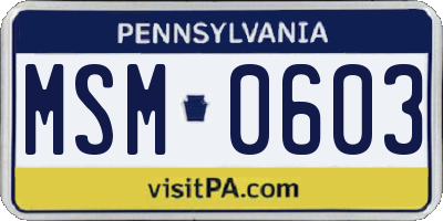 PA license plate MSM0603