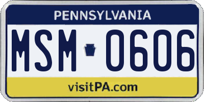 PA license plate MSM0606