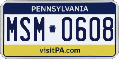 PA license plate MSM0608