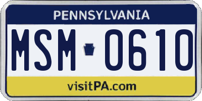 PA license plate MSM0610