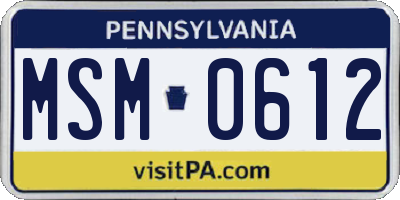 PA license plate MSM0612