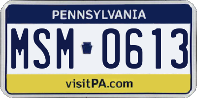 PA license plate MSM0613