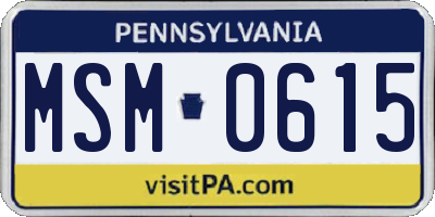 PA license plate MSM0615