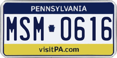 PA license plate MSM0616