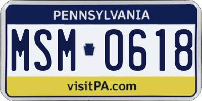PA license plate MSM0618