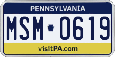 PA license plate MSM0619