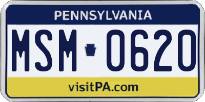 PA license plate MSM0620