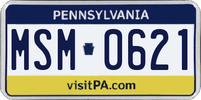 PA license plate MSM0621