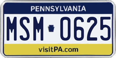 PA license plate MSM0625