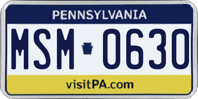 PA license plate MSM0630