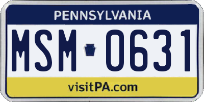 PA license plate MSM0631