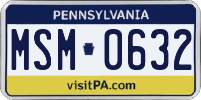PA license plate MSM0632