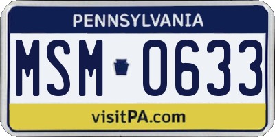 PA license plate MSM0633