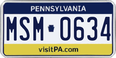 PA license plate MSM0634
