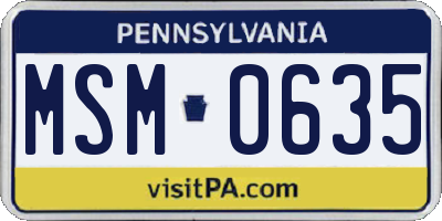 PA license plate MSM0635