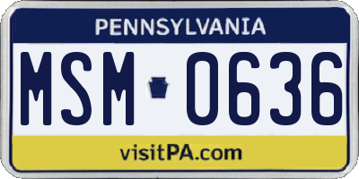 PA license plate MSM0636