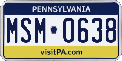 PA license plate MSM0638