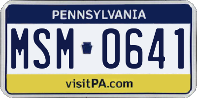 PA license plate MSM0641