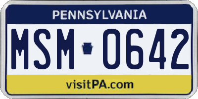 PA license plate MSM0642