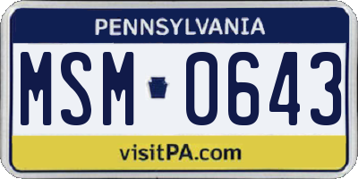 PA license plate MSM0643