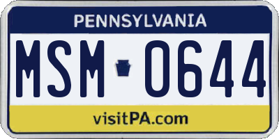 PA license plate MSM0644