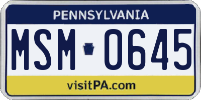 PA license plate MSM0645