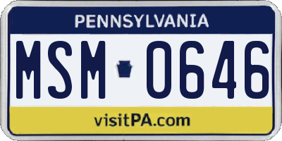 PA license plate MSM0646
