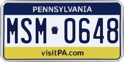 PA license plate MSM0648