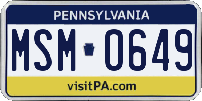 PA license plate MSM0649