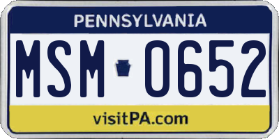 PA license plate MSM0652