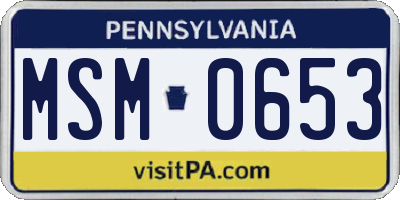 PA license plate MSM0653