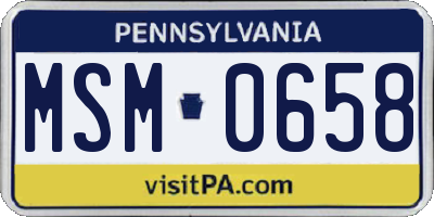 PA license plate MSM0658