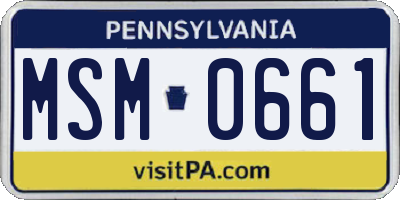 PA license plate MSM0661