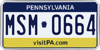PA license plate MSM0664