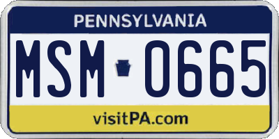 PA license plate MSM0665