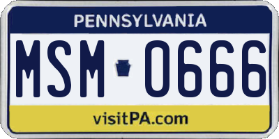 PA license plate MSM0666