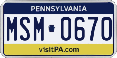 PA license plate MSM0670