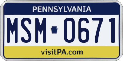 PA license plate MSM0671