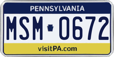 PA license plate MSM0672