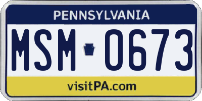 PA license plate MSM0673
