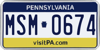 PA license plate MSM0674