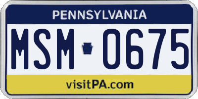 PA license plate MSM0675