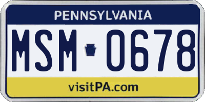 PA license plate MSM0678