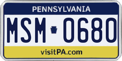 PA license plate MSM0680