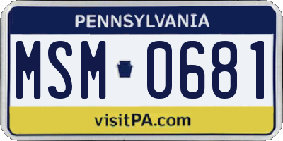 PA license plate MSM0681